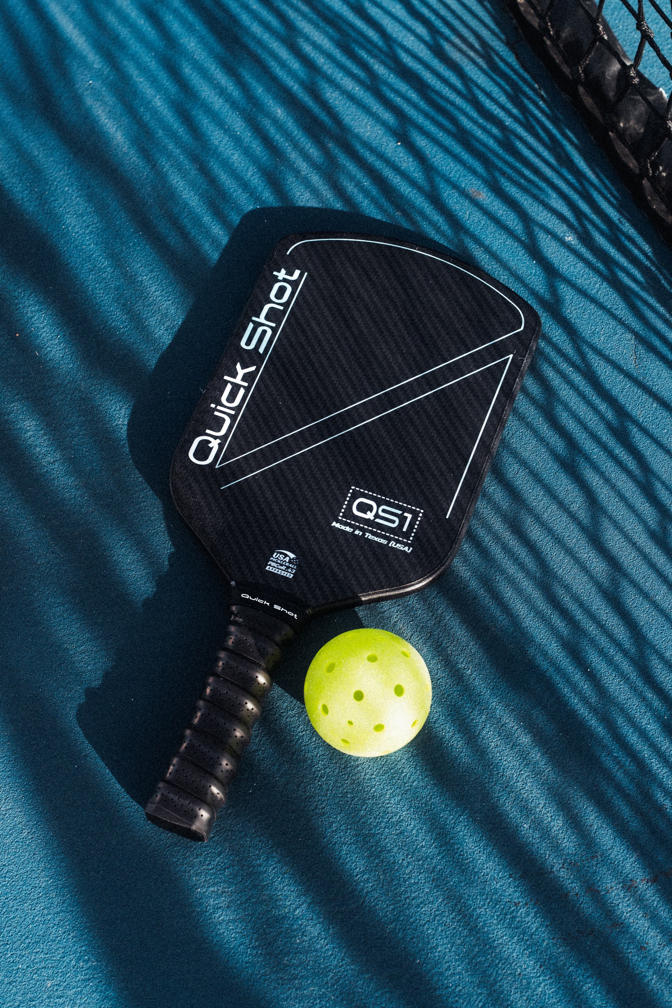 Quick Shot premium handcrafted pickleball paddle closeup